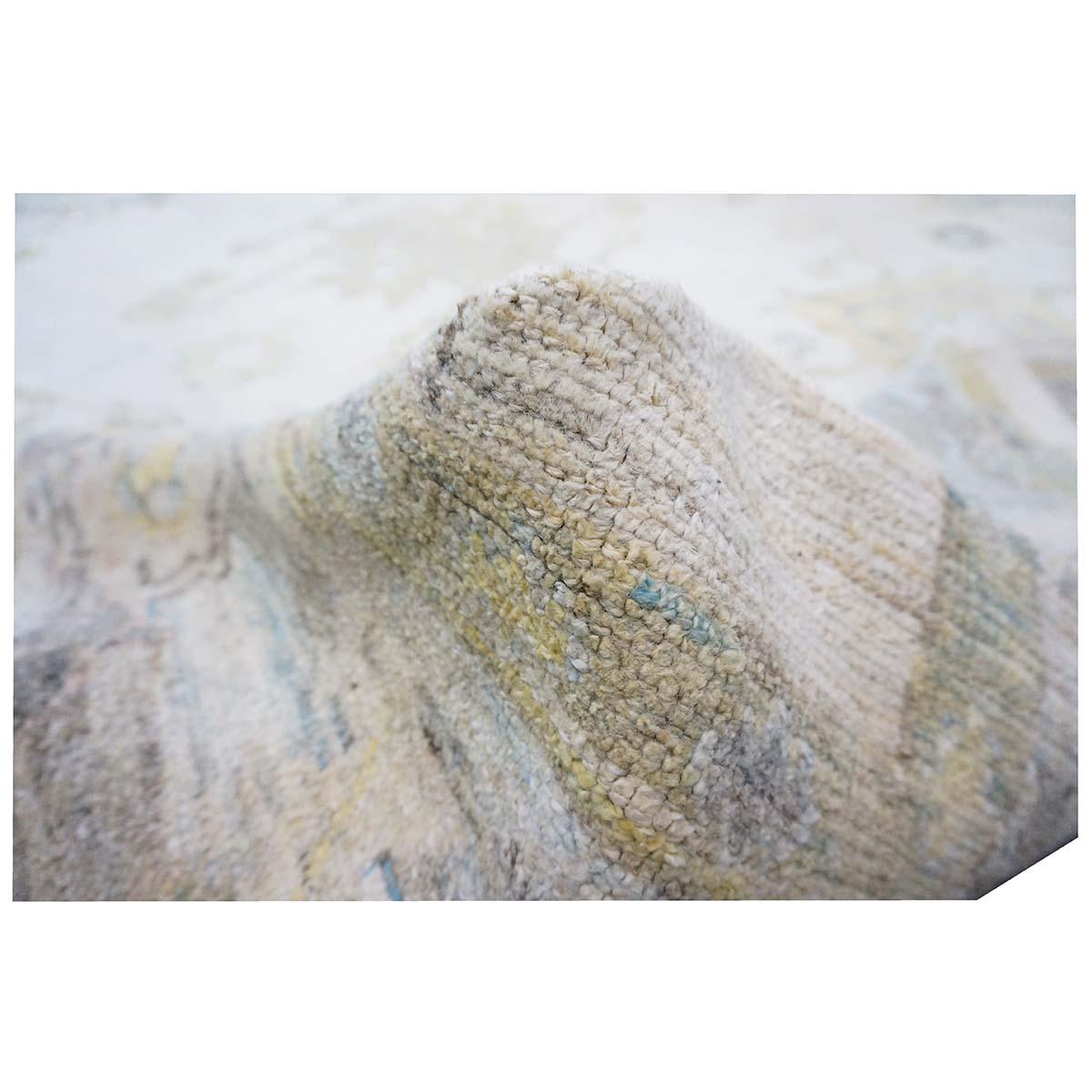 Siglo XXI Alfombra Turca Oushak 9X13 Dorada, Gris y Marfil Hecha a Mano en venta 1