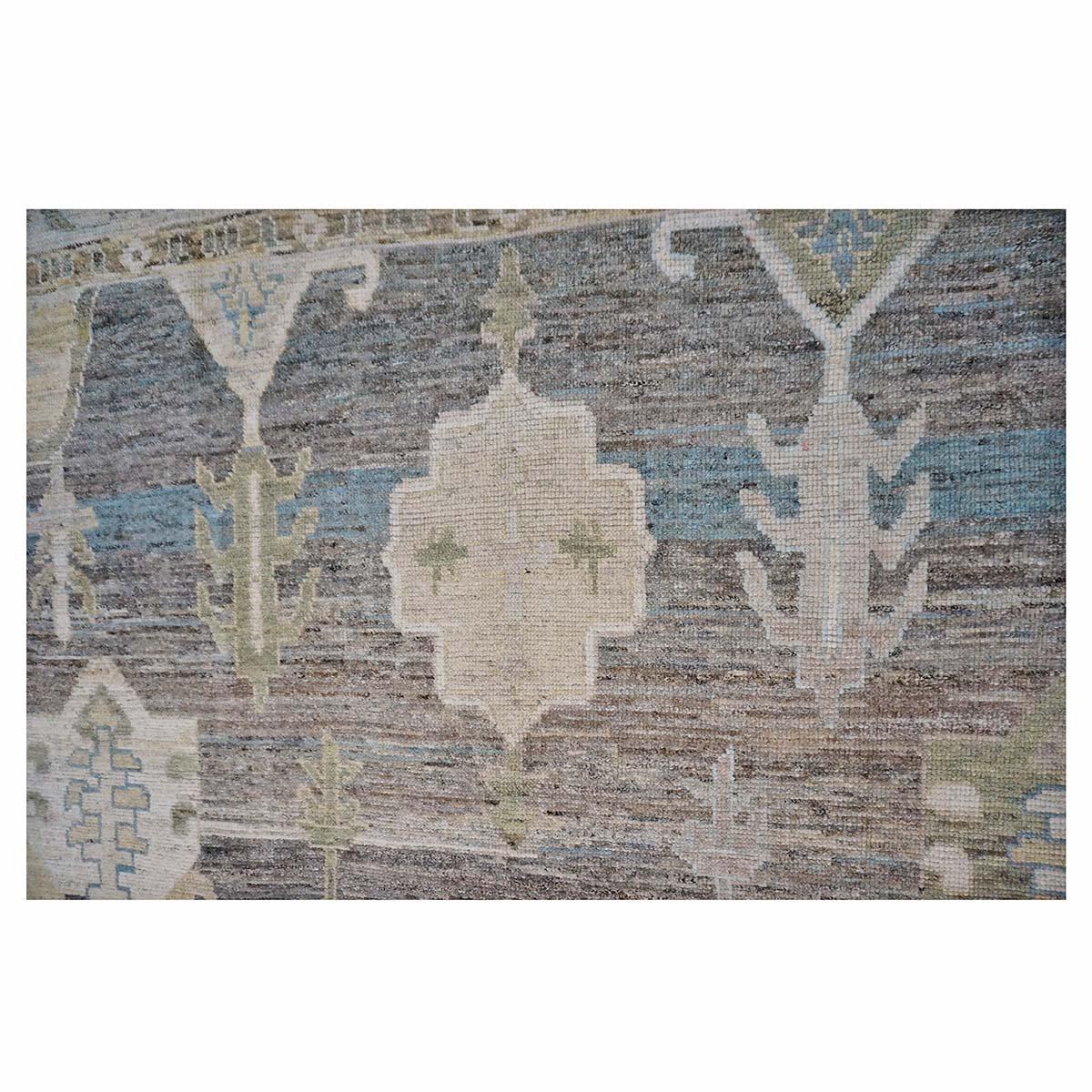 XXIe siècle et contemporain 21st Century Turkish Oushak 9X13 Gold, Ivory & Gray Handmade Area Rug (tapis fait main) en vente