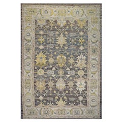 21st Century Turkish Oushak 9X13 Gold, Ivory & Gray Handmade Area Rug (tapis fait main)
