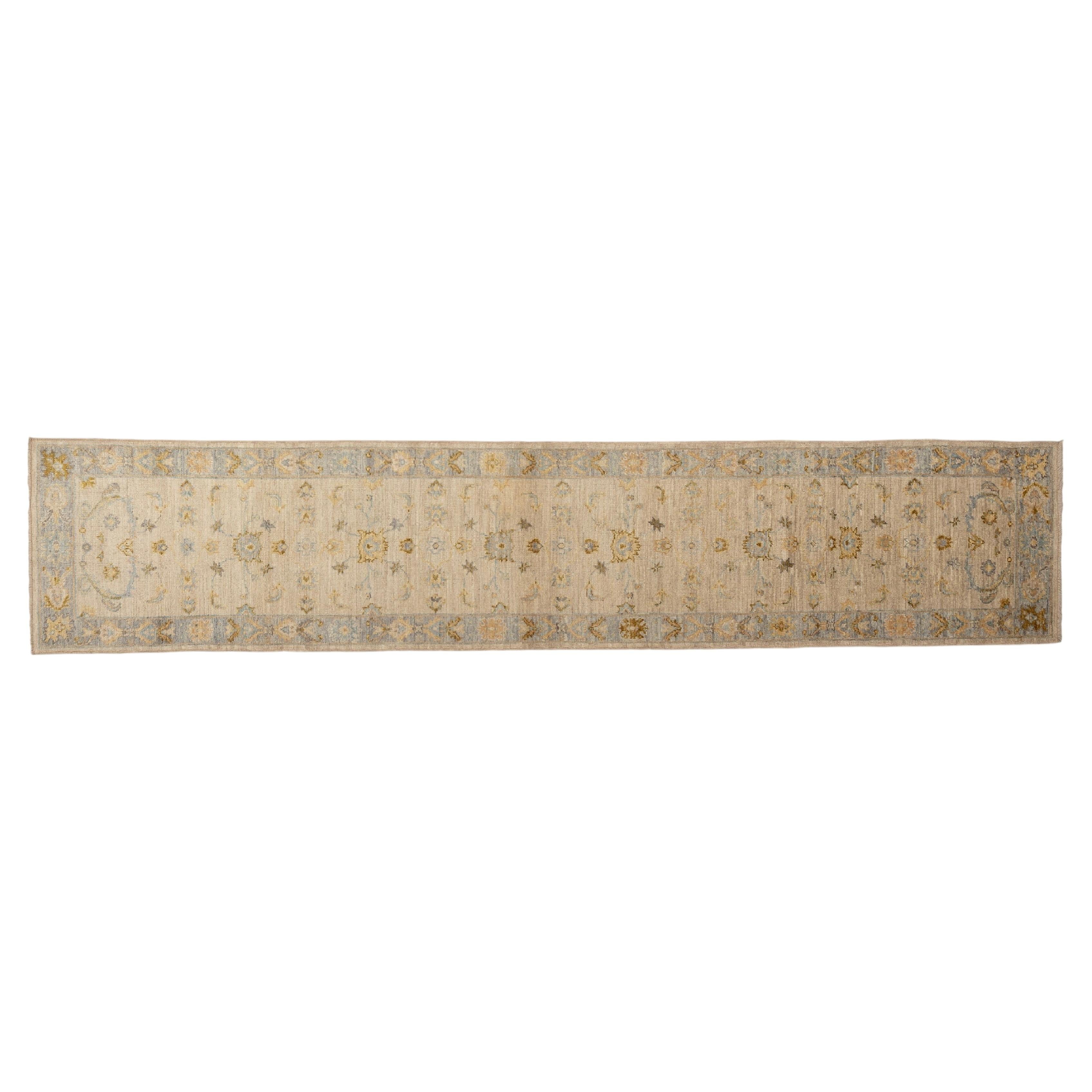 21st Century Turkish Oushak Runner For Sale