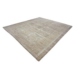 21st Century Turkish Oushak Wool 12x14 Grey & Light Blue Handmade Area Rug