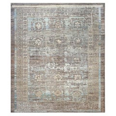 21st Century Turkish Oushak Wool 12x14 Grey & Light Blue Handmade Area Rug