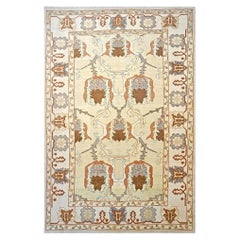 21st Century Turkish Oushak Wool 9x13 Gray, Ivory & Brown Handmade Wool Area Rug