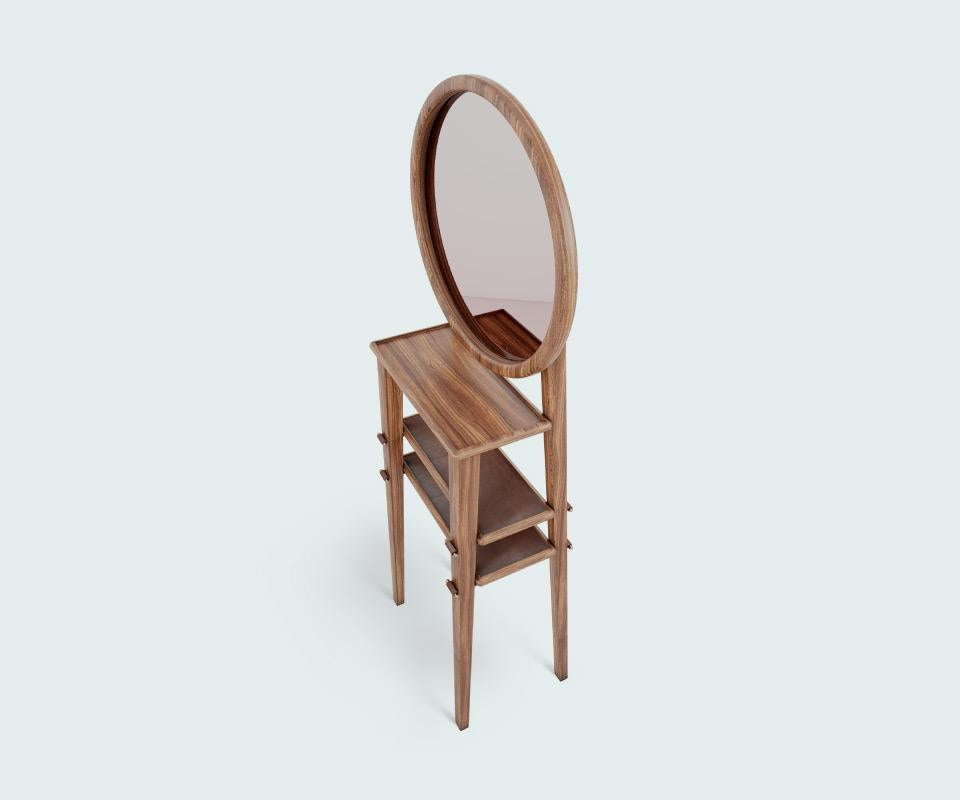 Portuguese 21st Century Turner Standing Mirror Walnut Wood For Sale