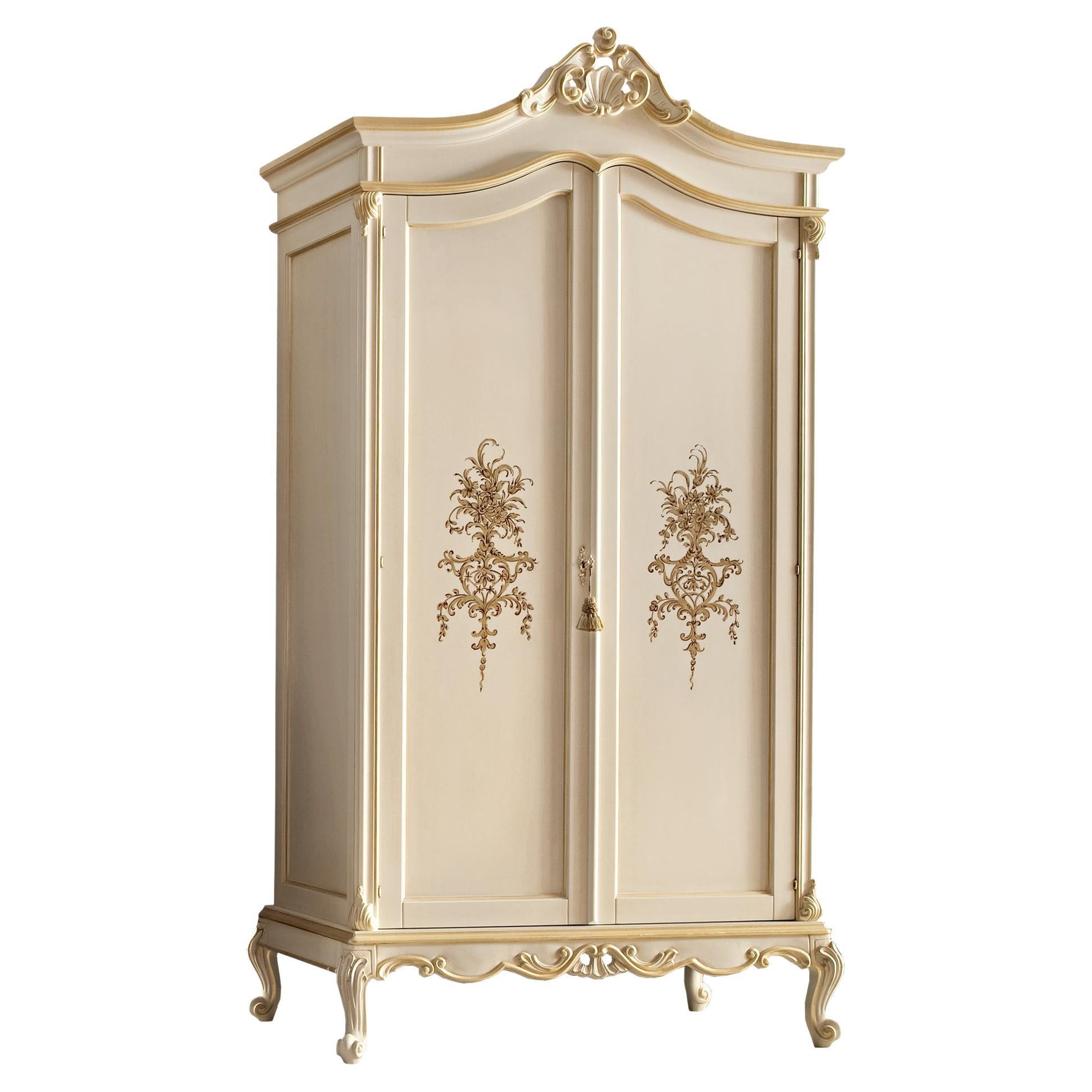 Armoire néoclassique à deux portes du 21e siècle par Modenese Gastone, blanche