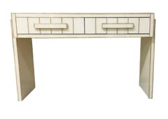 21st Century Two-Drawer Mirrored Glass and Brass Writing Desk or Console