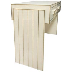 21st Century Two-Drawer Mirrored Glass and Brass Writing Desk or Console