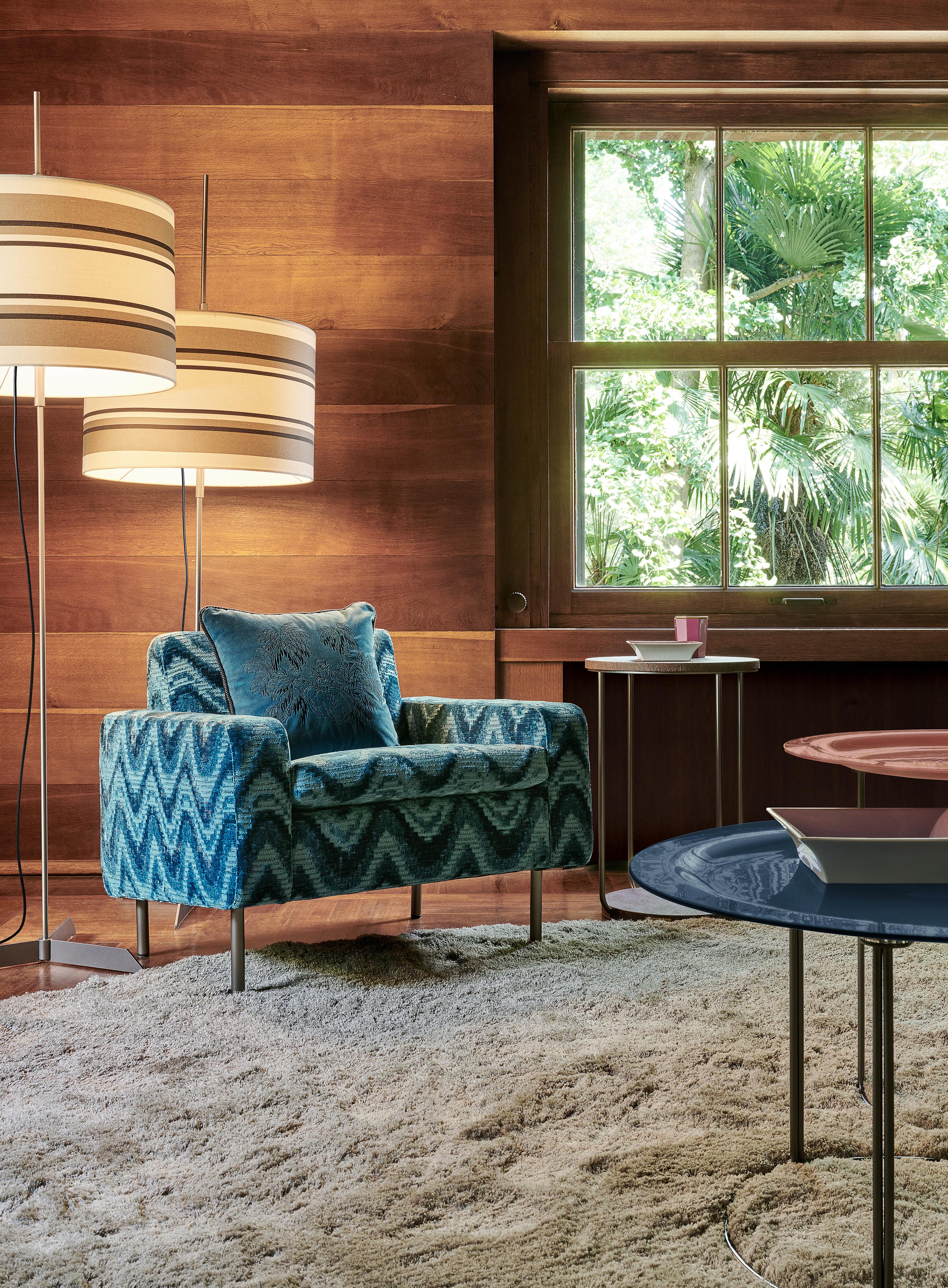 Sessel im Stil des 21. Jahrhunderts aus blauem Jacquard-Stoff von Etro Home Interiors im Angebot 2