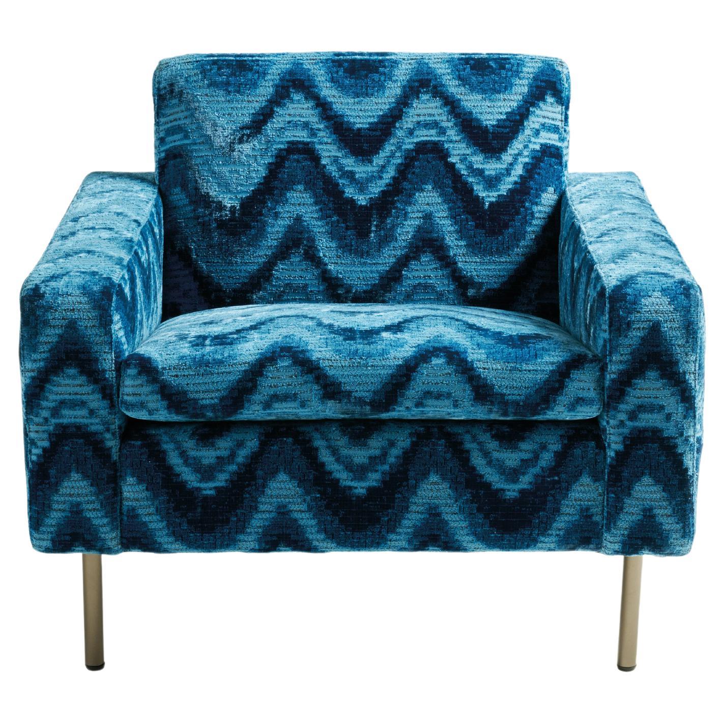 21st Century Type Armchair in Blue Jacquard Fabric by Etro Home Interiors
