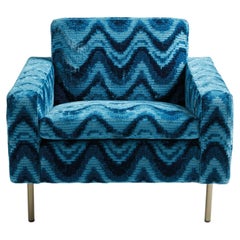 21st Century Type Armchair in Blue Jacquard Fabric by Etro Home Interiors