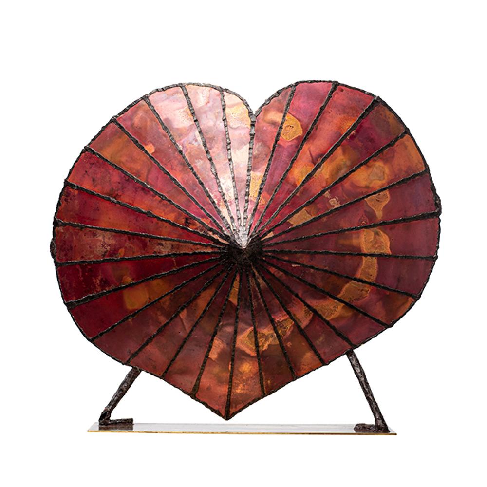 21st Century Unique sculptural table lamp Écoute Ton Coeur by Fantôme

Tinned patinated copper 
Female character in contortion 
Reflector in oxidized and gilded copper 
h. 37.4’’ x 13.8’’ 
One-off, signed, delivered with a certificate of