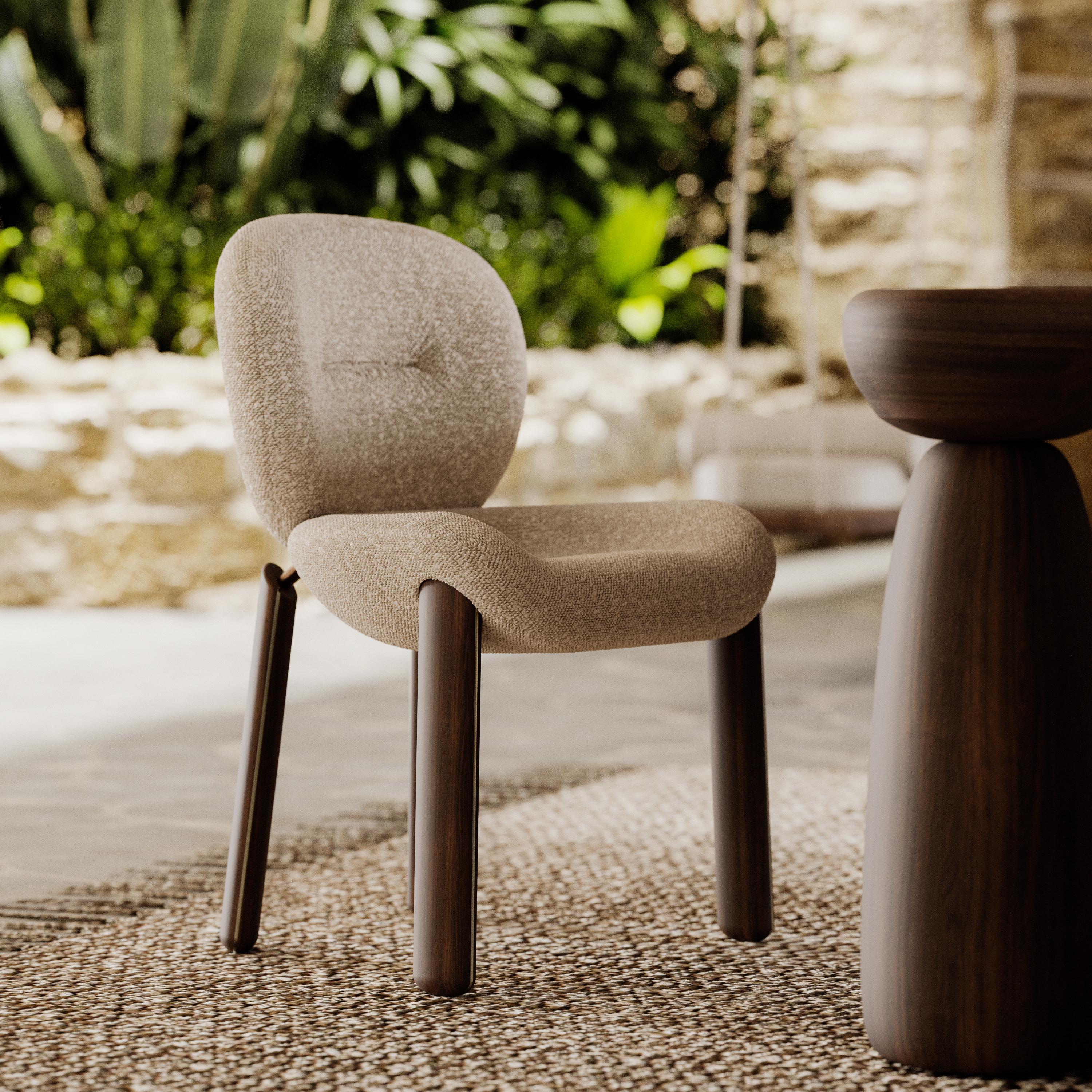 boucle and wood chair