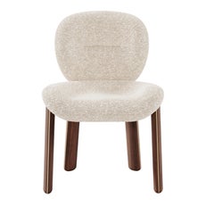 21st Century Valentine Dining Chair Walnut Wood Brass Bouclé