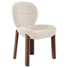21st Century Valentine Dining Chair Walnut Wood Brass Bouclé