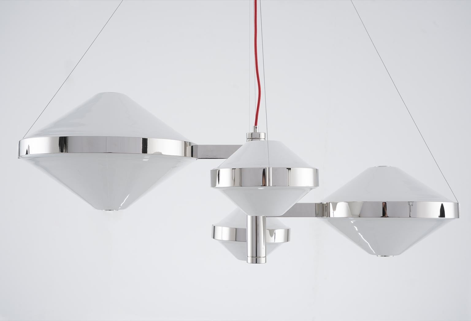 Modern 21st Century Velasca White Blown Glass Chandelier by Roberto Lazzeroni For Sale