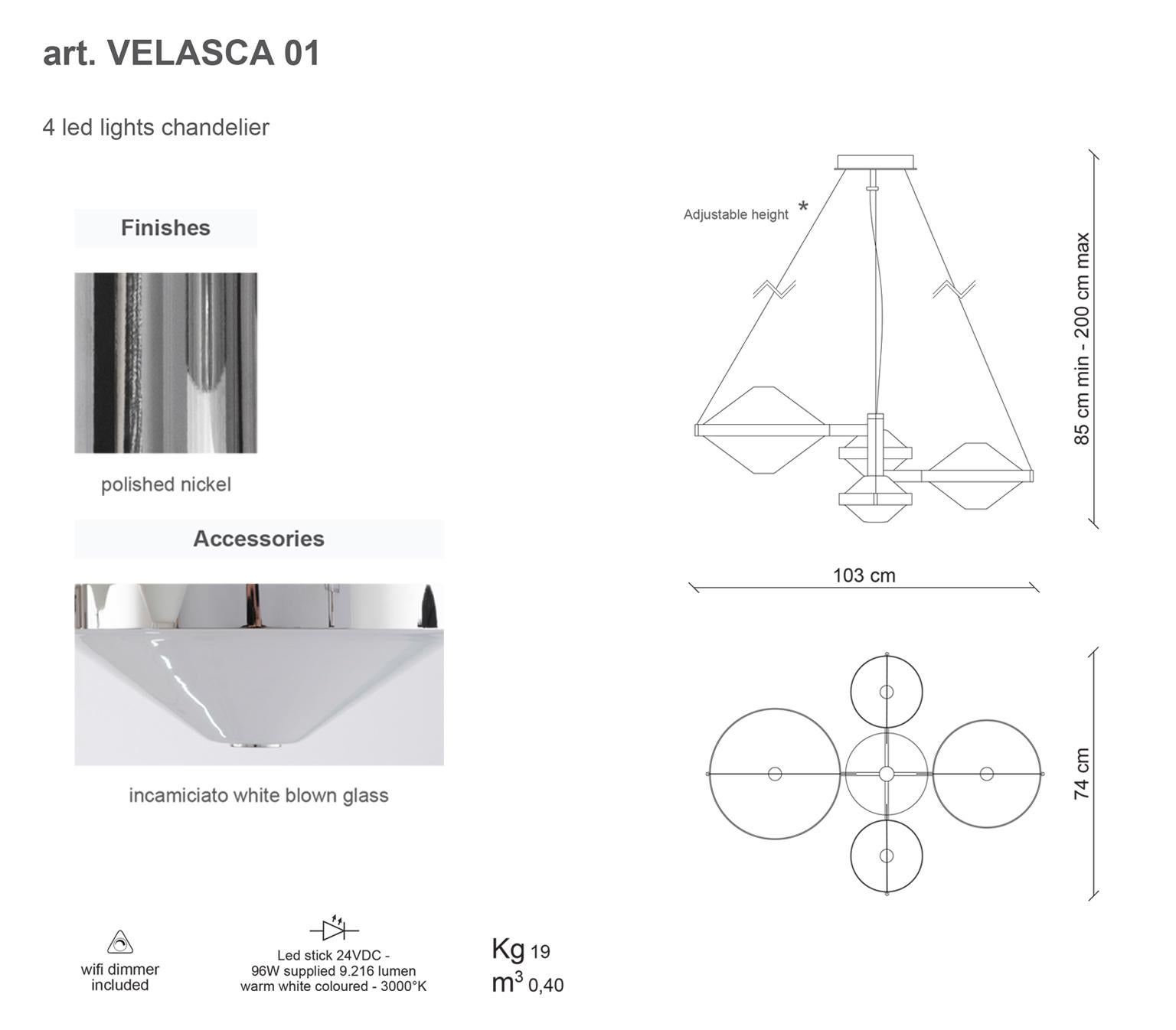 21st Century Velasca White Blown Glass Chandelier by Roberto Lazzeroni In New Condition For Sale In Sesto Fiorentino, IT