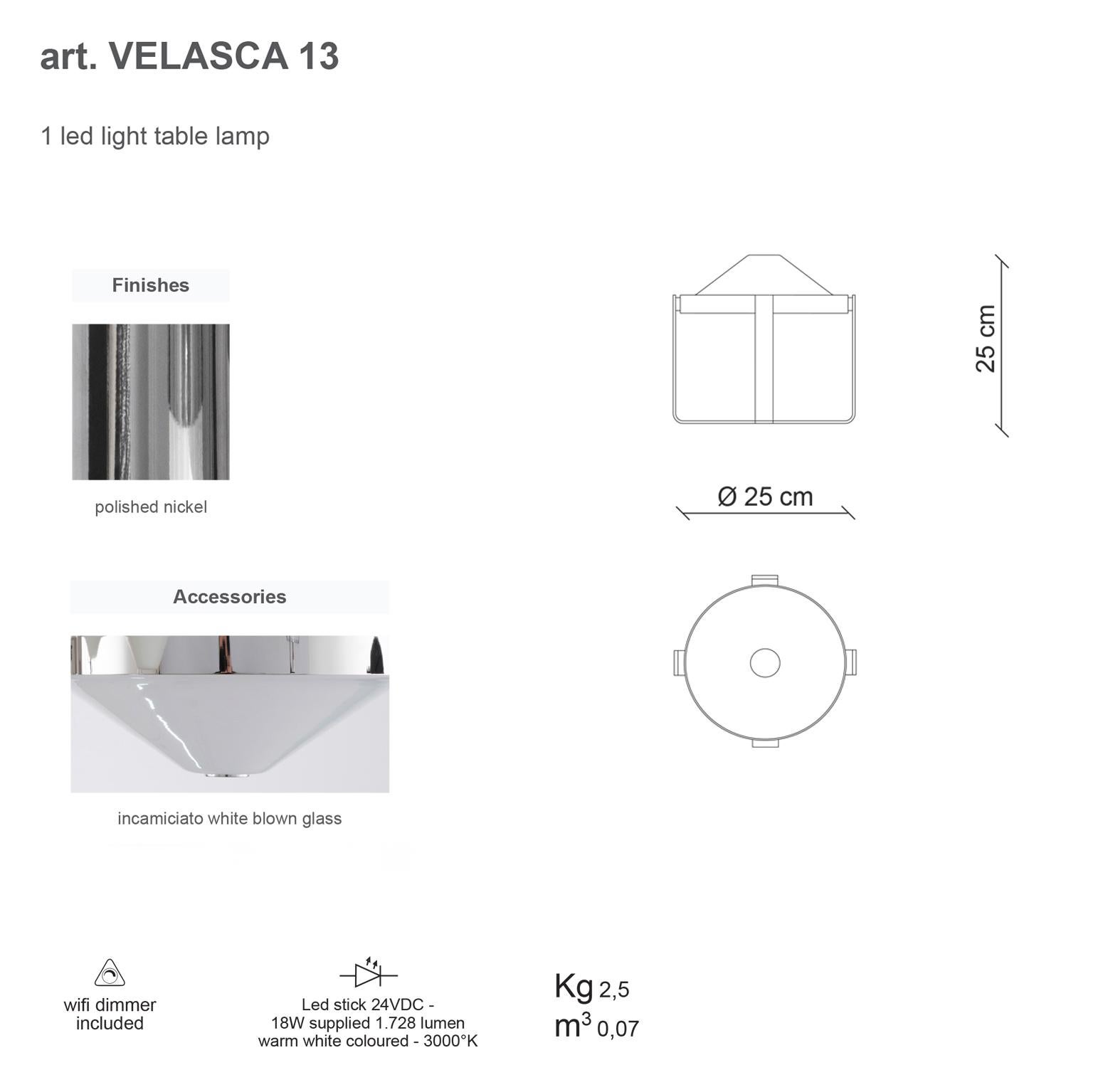 Poli Lampe de bureau du 21e siècle en verre soufflé blanc Velasca de Roberto Lazzeroni en vente