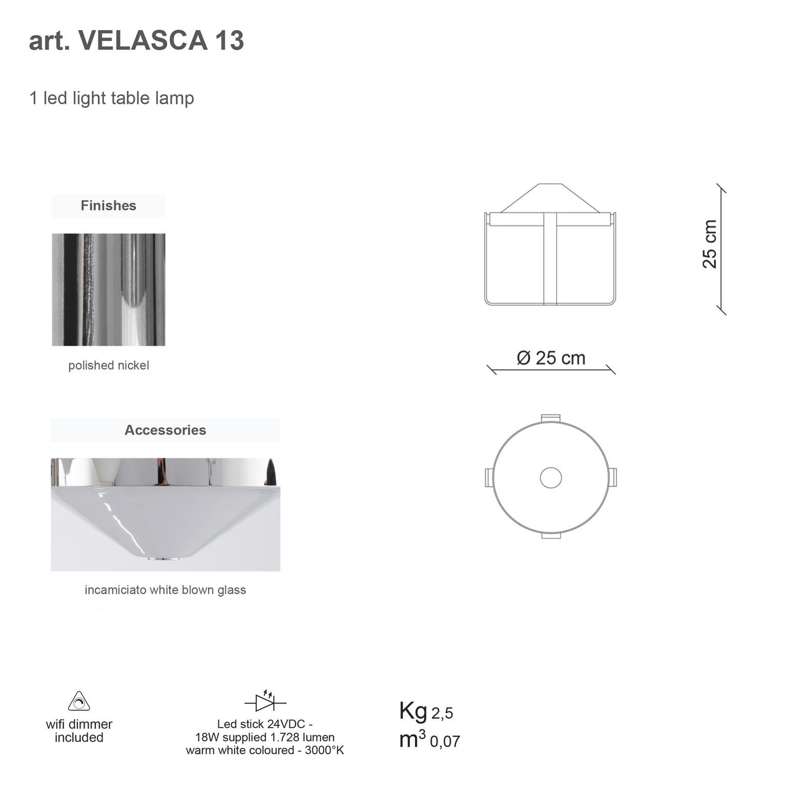 Polished 21st Century Velasca White Blown Glass Table Lamp by Roberto Lazzeroni For Sale