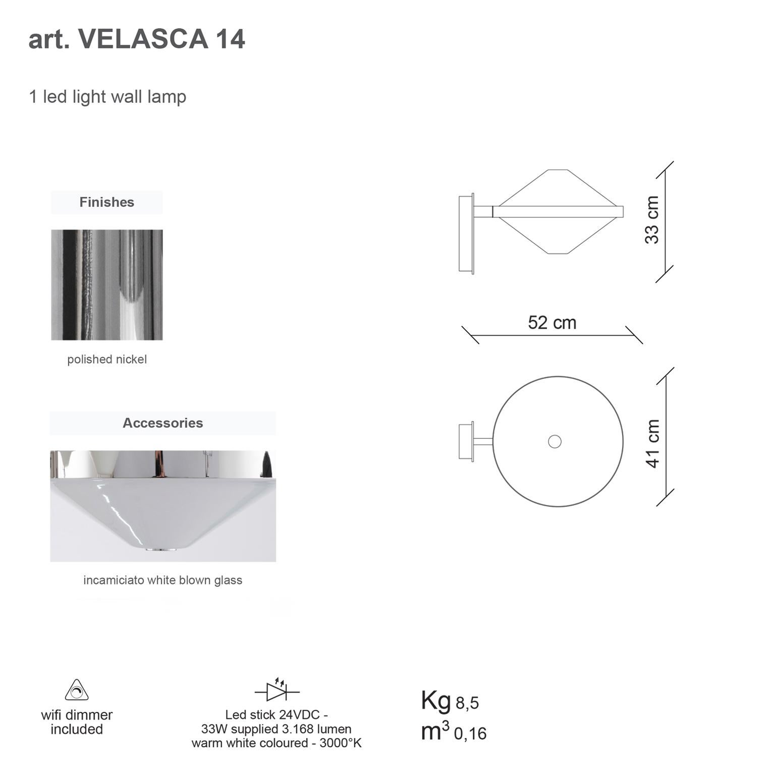 21st Century Velasca White Blown Glass Wall Lamp by Roberto Lazzeroni In New Condition For Sale In Sesto Fiorentino, IT