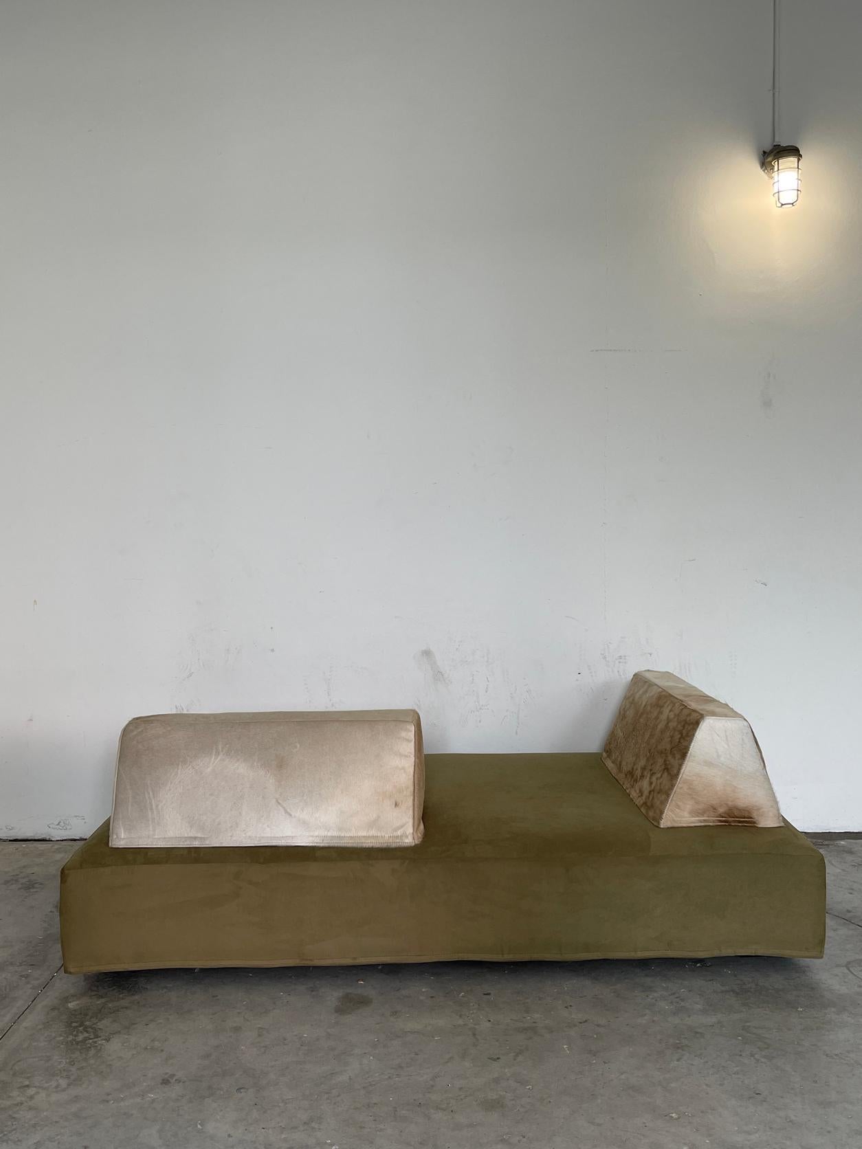 21st Century Velvet and Cowhide Daybed Sofa 5