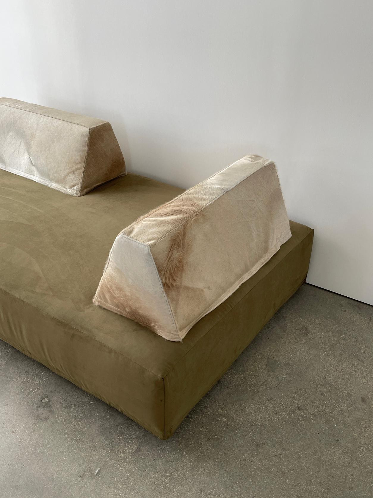 20th Century 21st Century Velvet and Cowhide Daybed Sofa