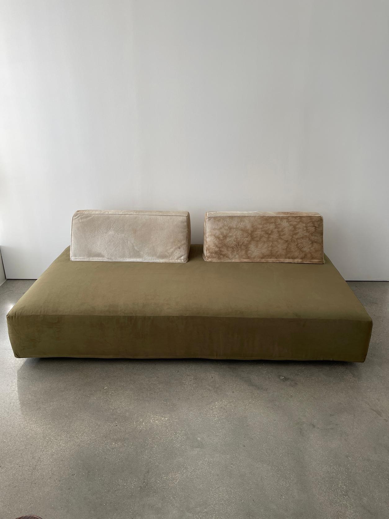 21st Century Velvet and Cowhide Daybed Sofa 2