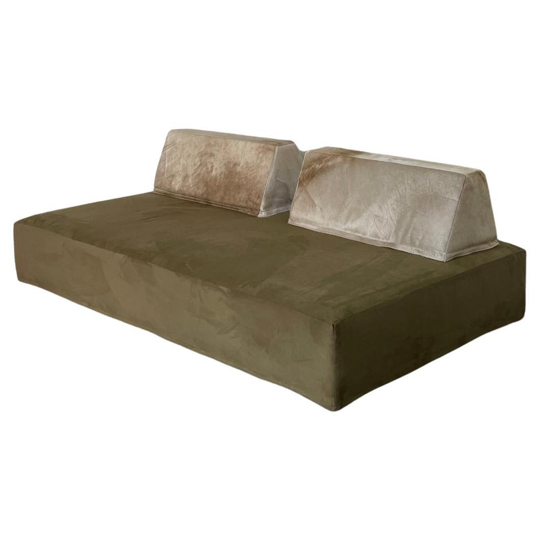 21st Century Velvet and Cowhide Daybed Sofa