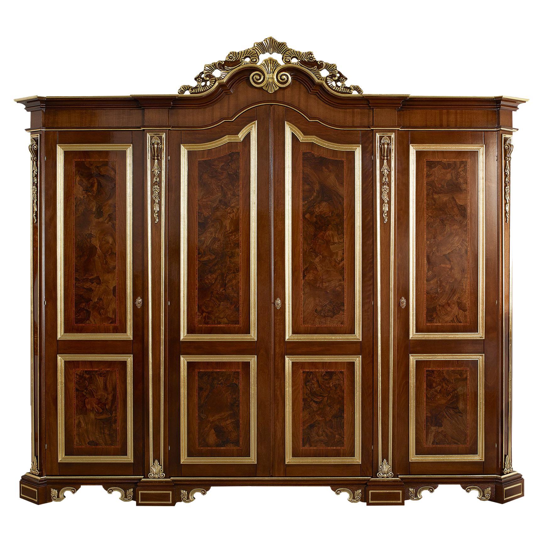 21st Century Veneer Inlay Classical Wardrobe by Modenese Gastone Interiors For Sale