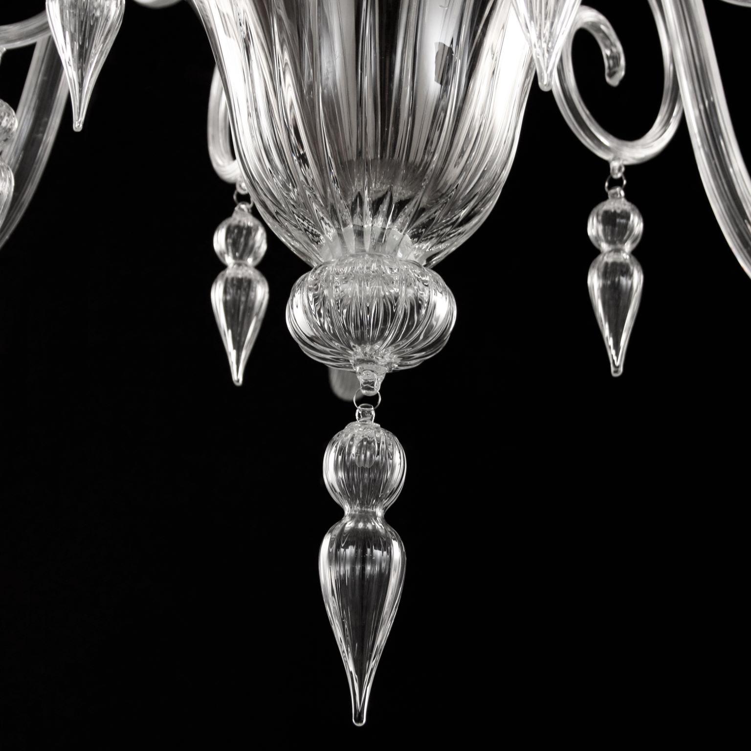 Altro Lampadario veneziano 12 bracci in vetro di Murano trasparente di Multiforme in stock in vendita