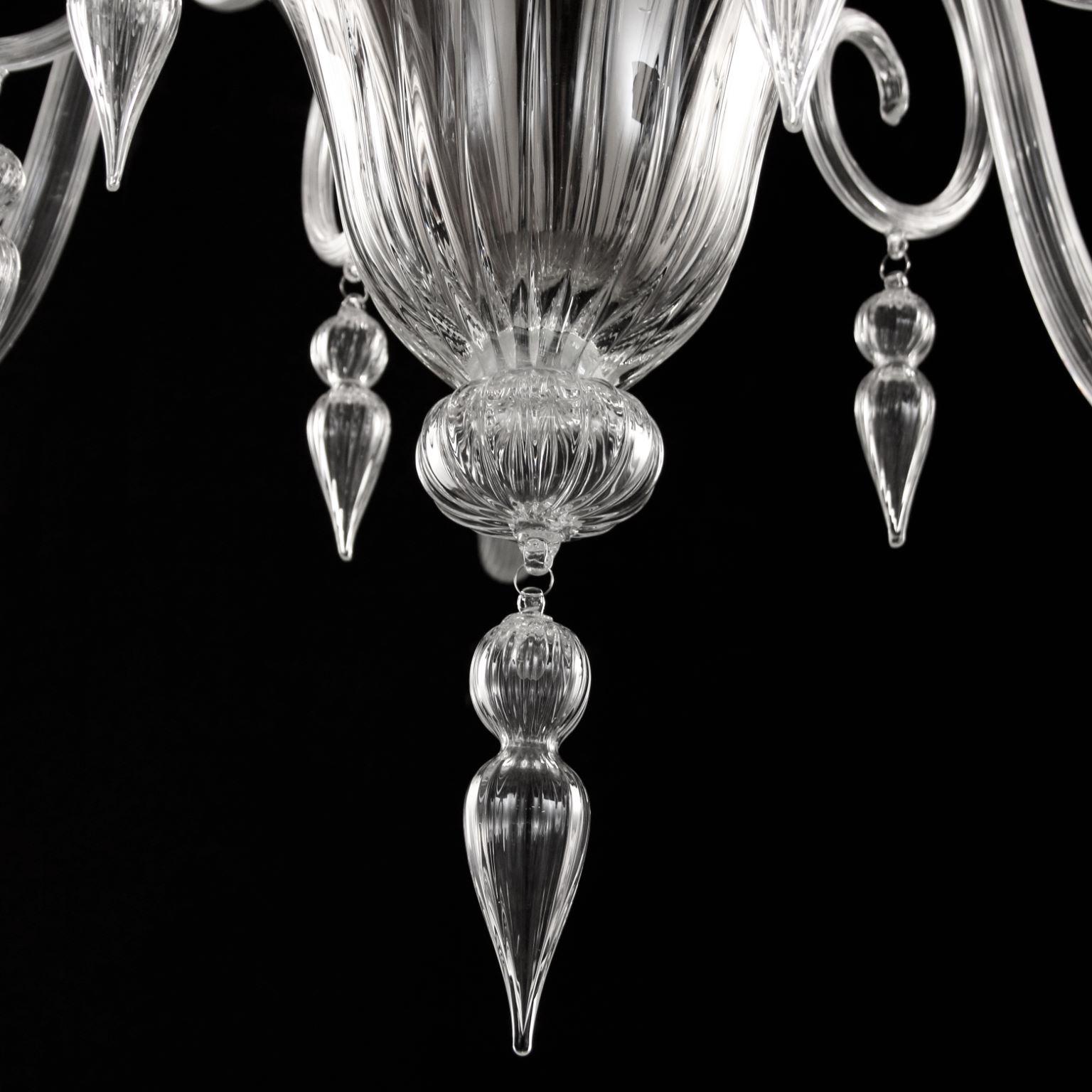 Other Venetian Chandelier 12Arms Clear Murano Glass by Multiforme in stock For Sale