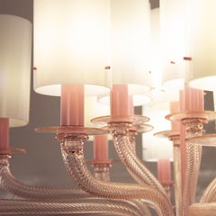 21st Century Chandelier 18Arms Light Pink Murano Glass by Multiforme in stock