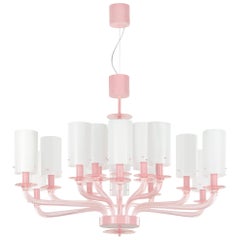 21st Century Chandelier 18Arms Light Pink Murano Glass by Multiforme in stock