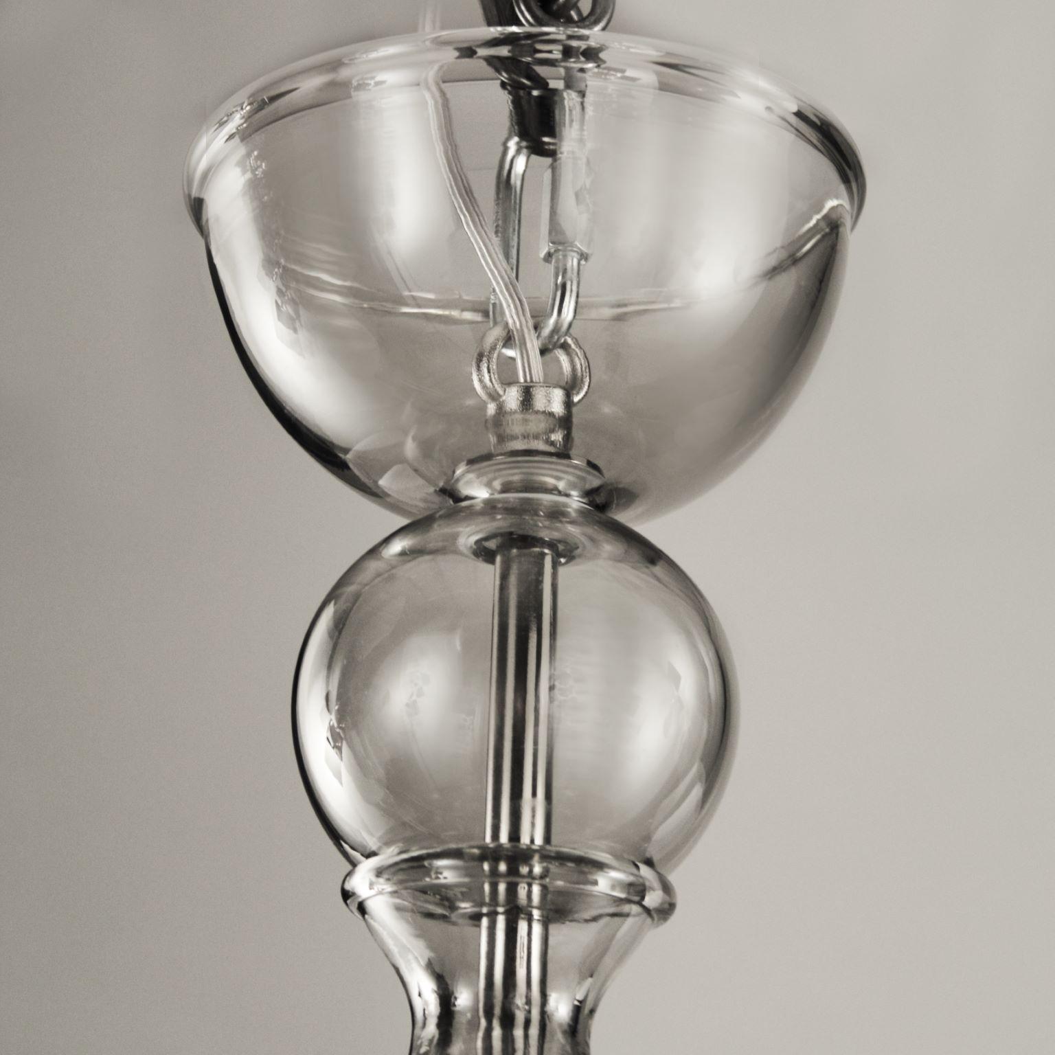 Lustre vénitien du 21e siècle à 5 bras en verre de Murano gris par Multiforme, en stock Neuf - En vente à Trebaseleghe, IT