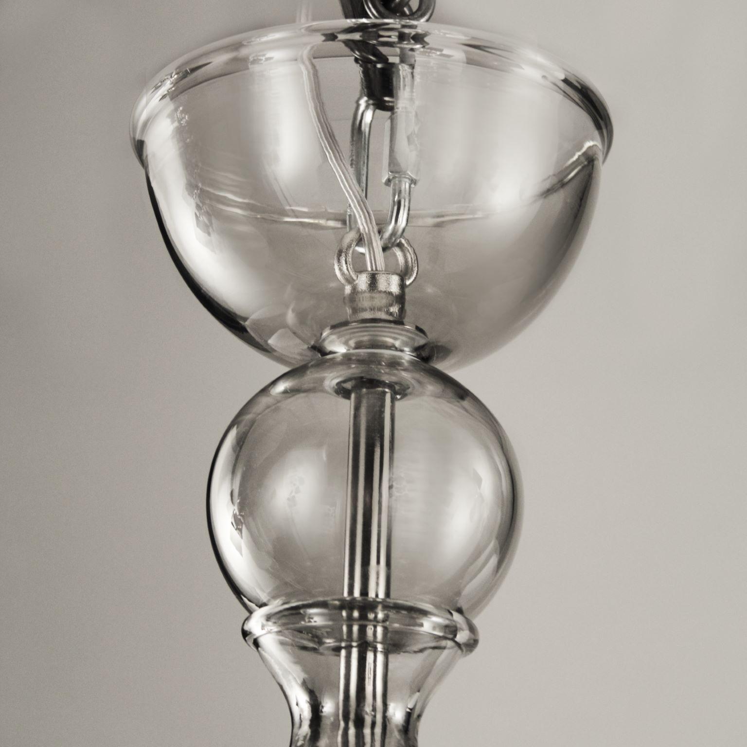 Lampadario veneziano del XXI secolo a 5 bracci in vetro di Murano grigio di Multiforme in stock In condizioni Nuovo in vendita a Trebaseleghe, IT
