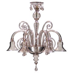 Lampadario veneziano del XXI secolo a 6 bracci in vetro di Murano ametista di Multiforme
