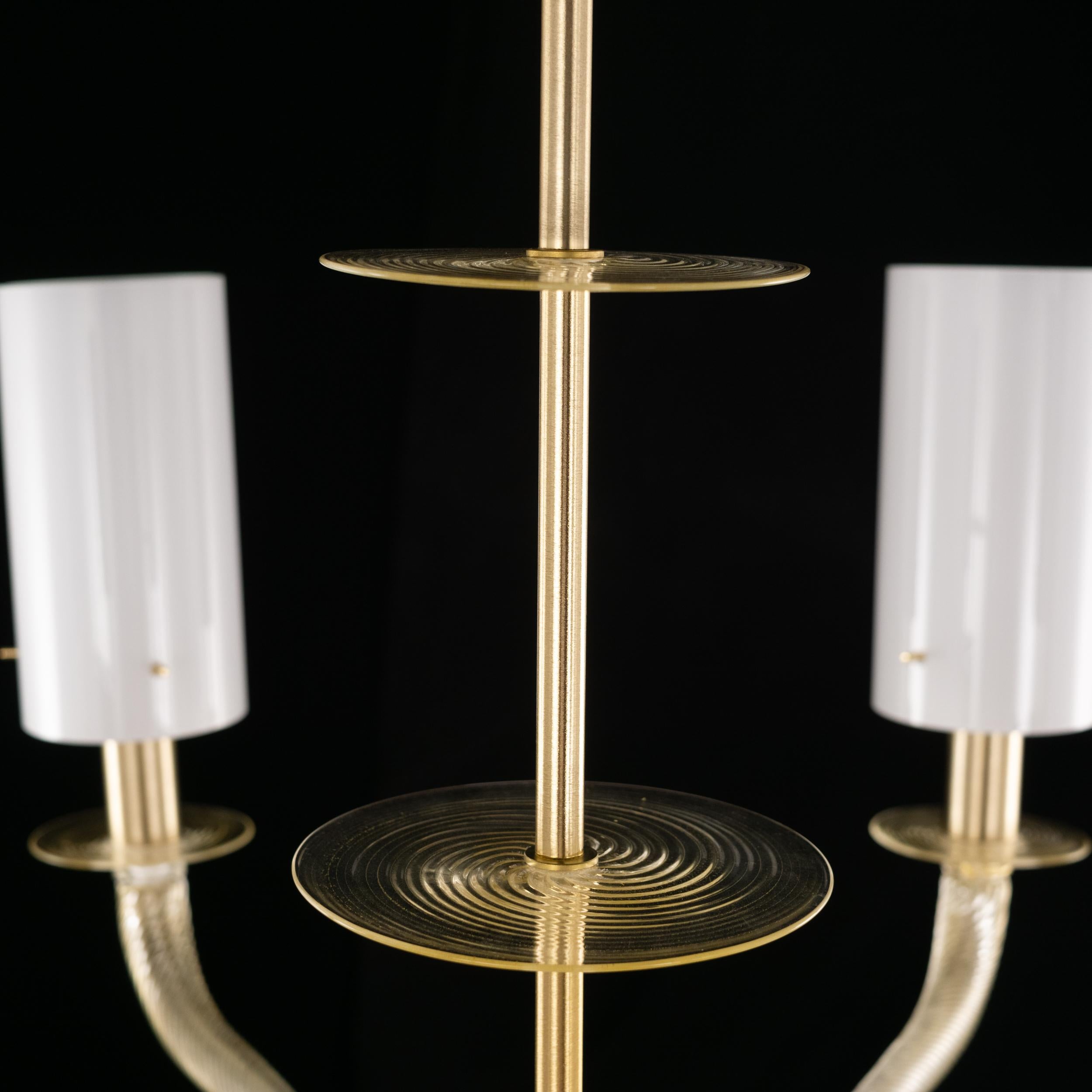 21st Century Venetian Chandelier 7 Arms Gold Murano Glass Tribeca by Multiforme For Sale 8