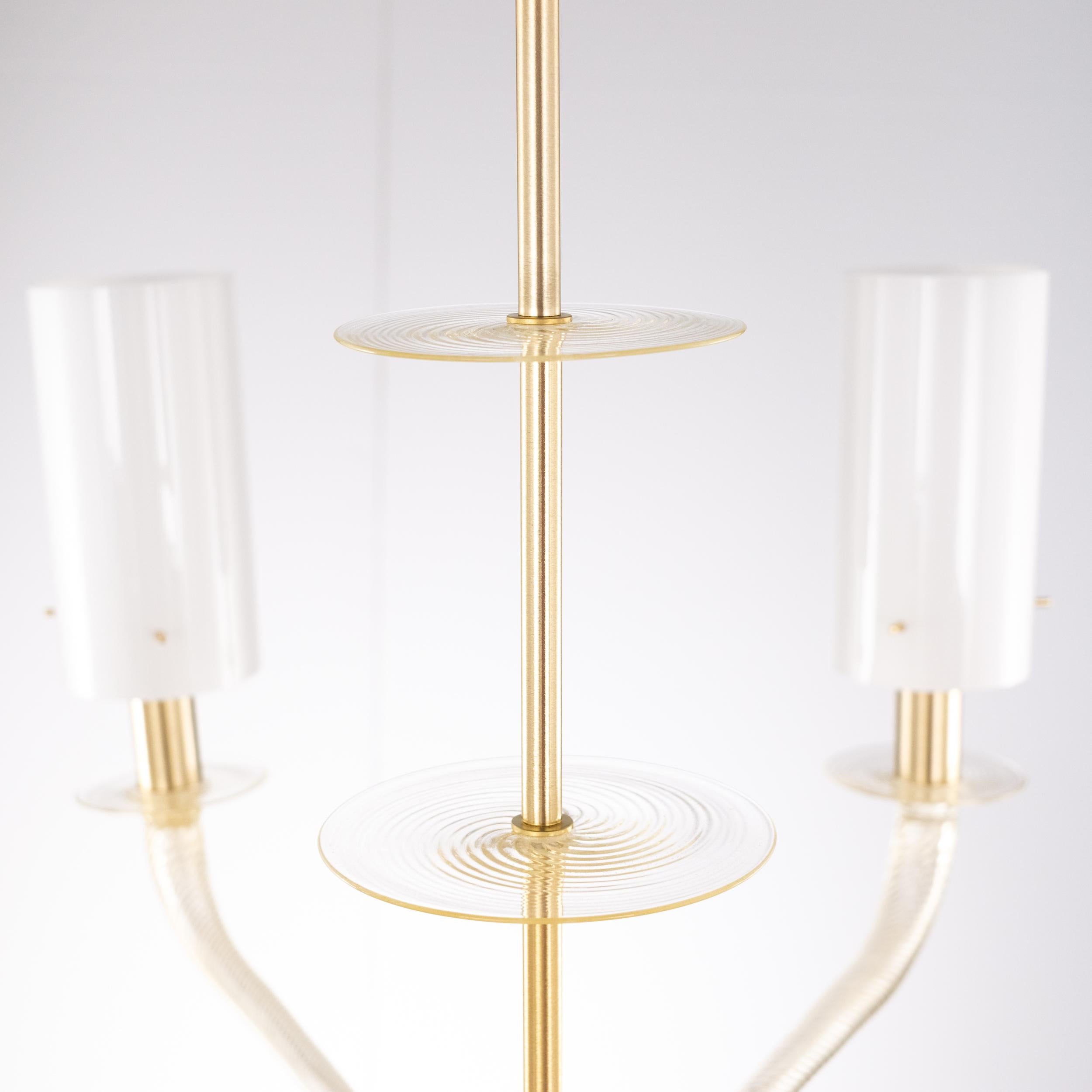 Other 21st Century Venetian Chandelier 7 Arms Gold Murano Glass Tribeca by Multiforme For Sale