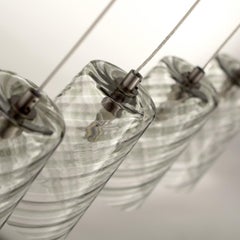 Lampadario veneziano del XXI secolo a 9 luci in vetro di Murano grigio chiaro di Multiforme