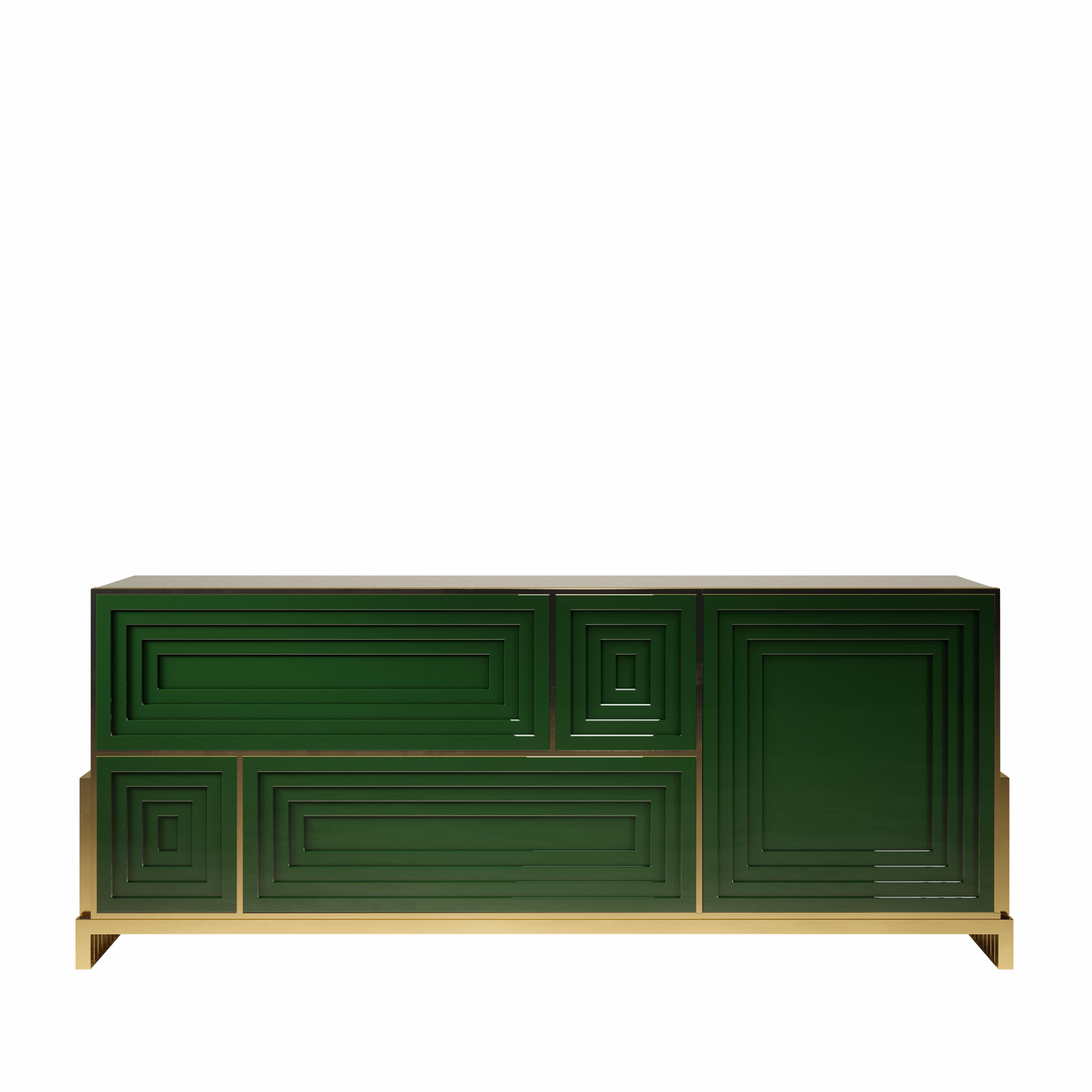 Portuguese 21st Century Venezia Sideboard Lacquered Wood Brass by Malabar For Sale