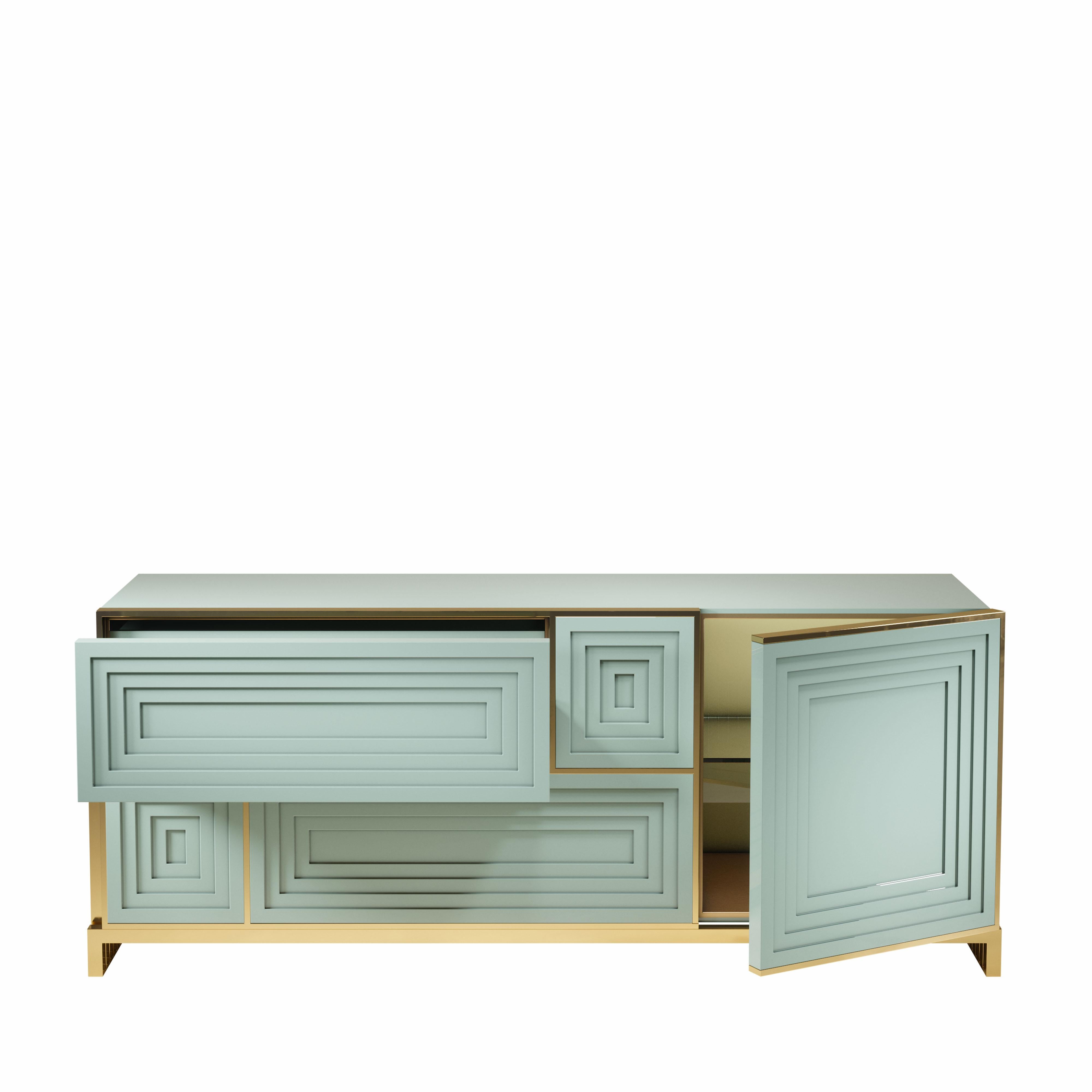 21st Century Venezia Sideboard Lacquered Wood Brass by Malabar For Sale 1