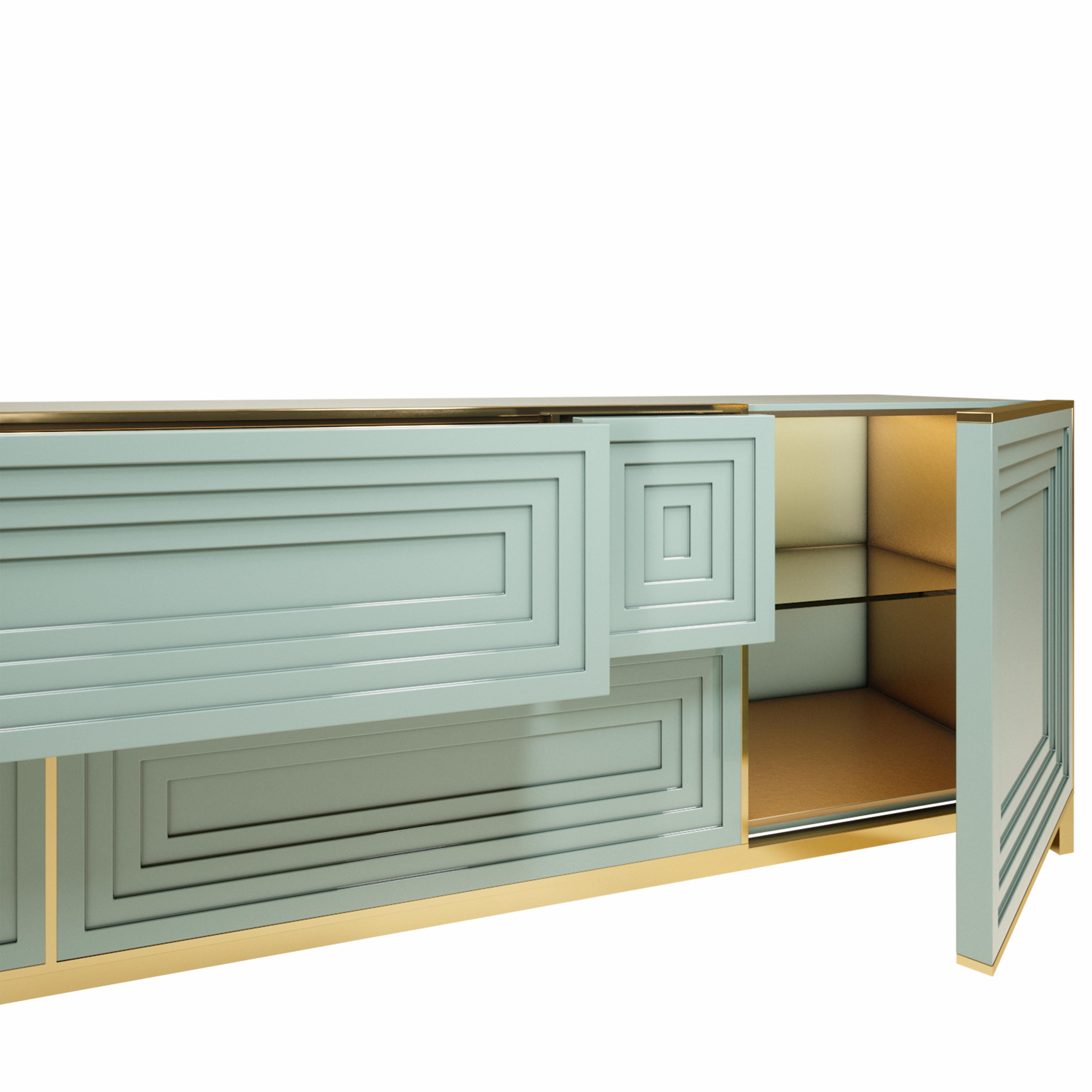 21st Century Venezia Sideboard Lacquered Wood Brass by Malabar For Sale 3