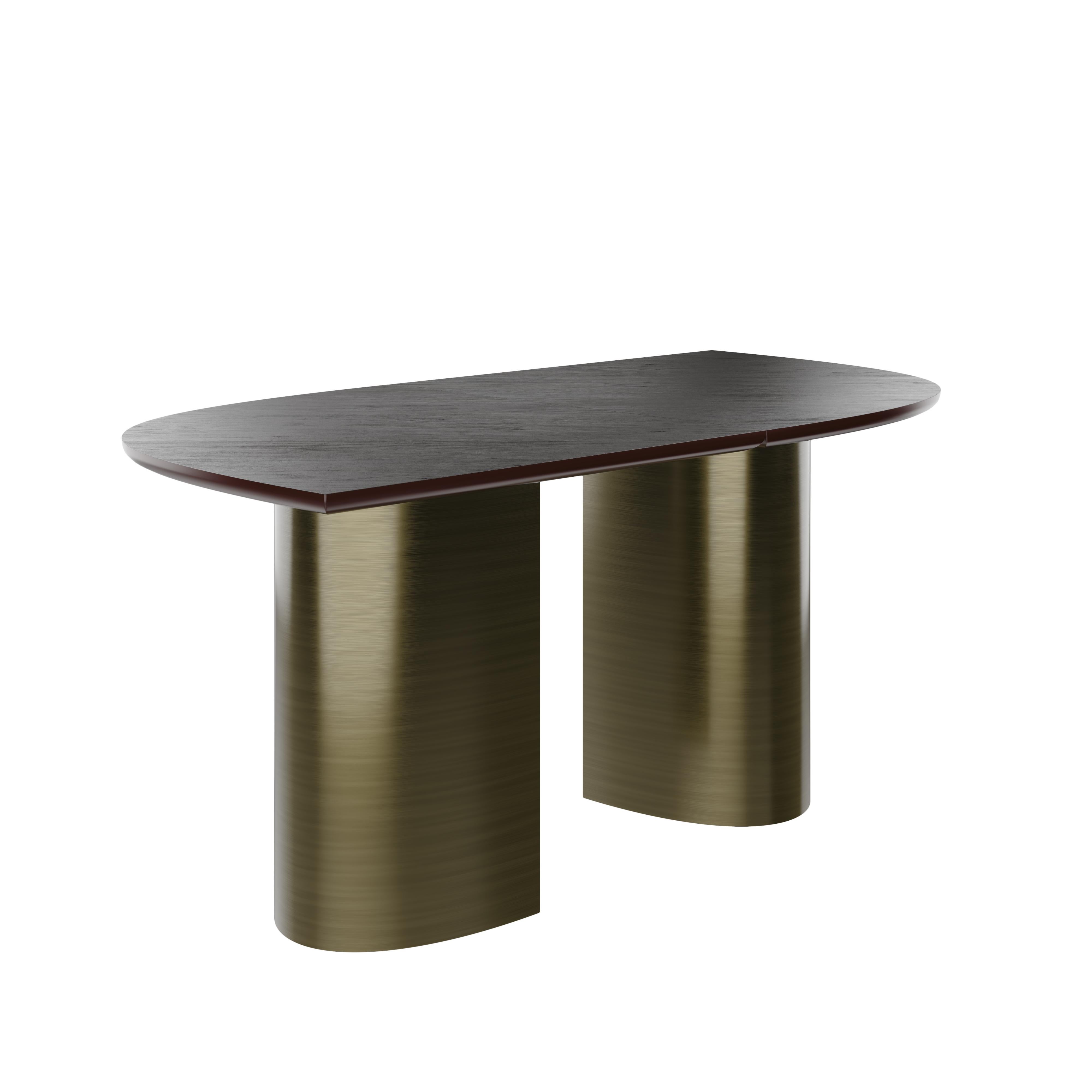 Mesa de comedor curvada Vermont del siglo XXI de latón hecha a mano en Portugal por Porus en venta 2