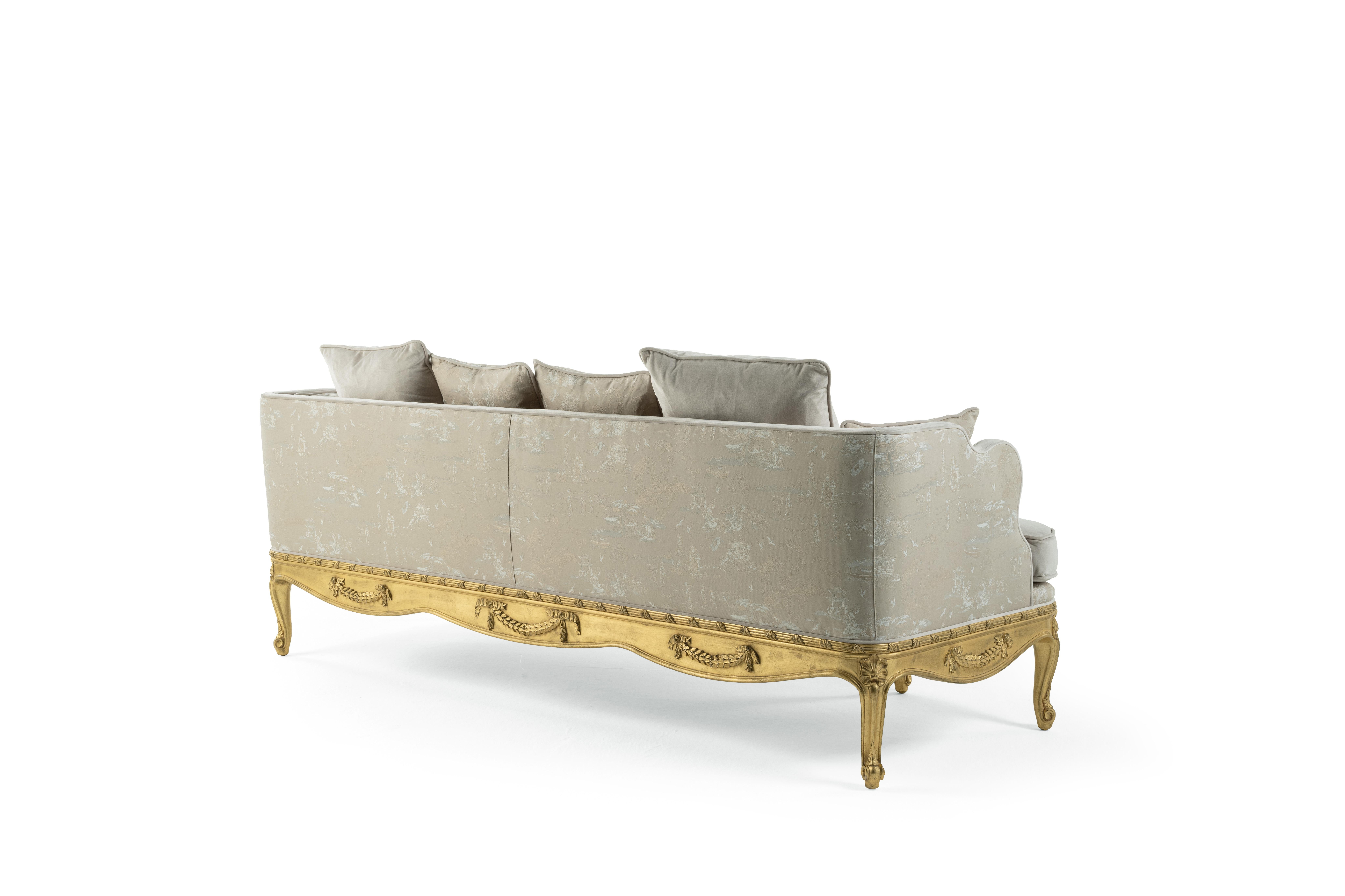 21st Century Verveine 2-Seater Sofa in Fabric with Gold Leaf finishing In New Condition For Sale In Cantù, Lombardia