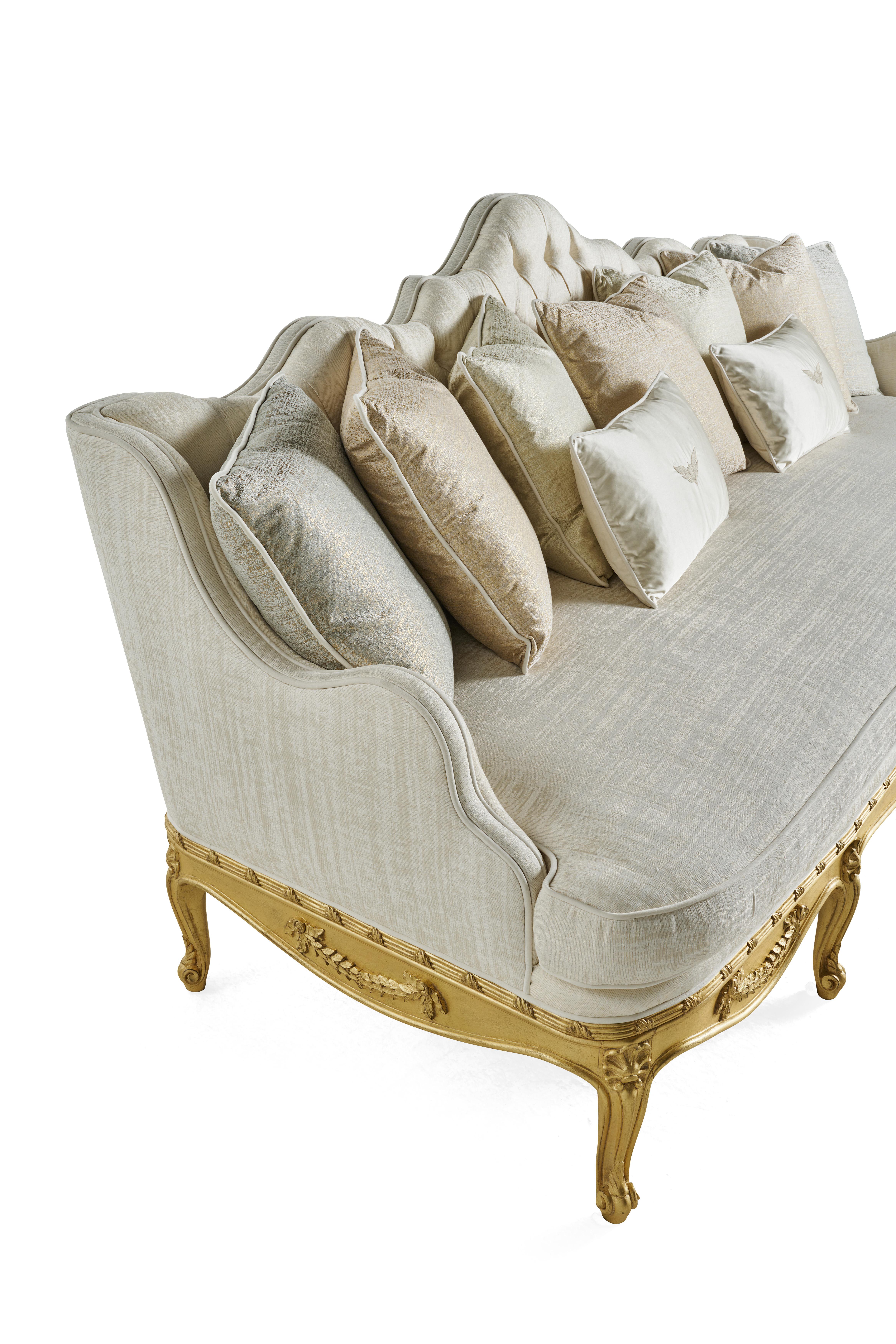 21st Century Verveine 3-Seater Sofa in Fabric with Gold Leaf finishing In New Condition For Sale In Cantù, Lombardia
