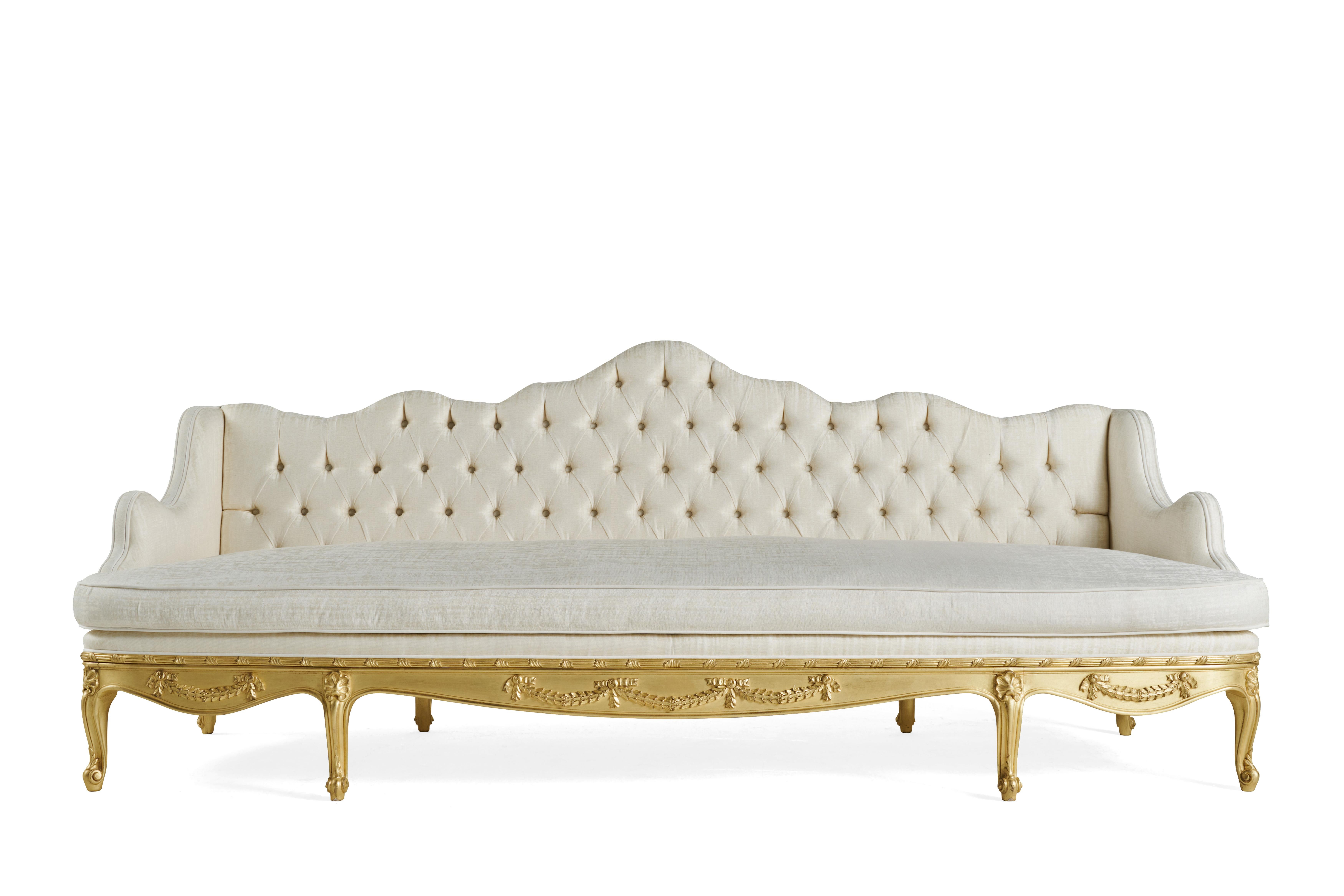 21st Century Verveine 3-Seater Sofa in Fabric with Gold Leaf finishing For Sale 1