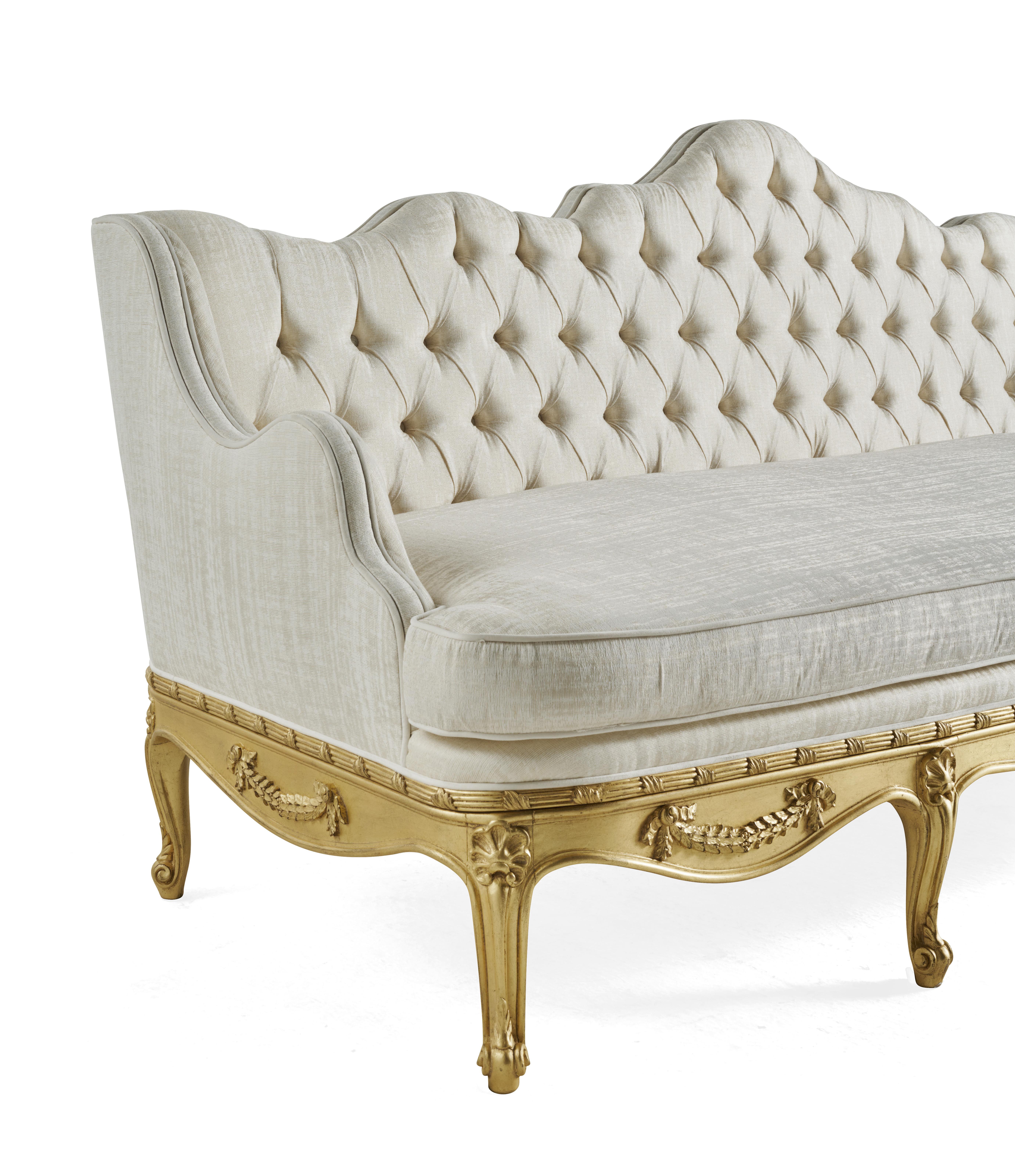 21st Century Verveine 3-Seater Sofa in Fabric with Gold Leaf finishing For Sale 2