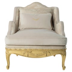 21st Century Verveine Armchair in Fabric with Gold Leaf Finishing