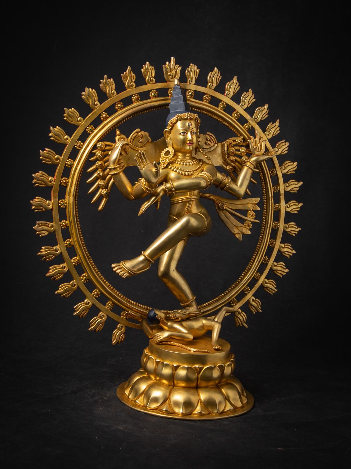 21ème siècle Très beau Shiva Nataraja en bronze doré du Népal Bon état - En vente à DEVENTER, NL