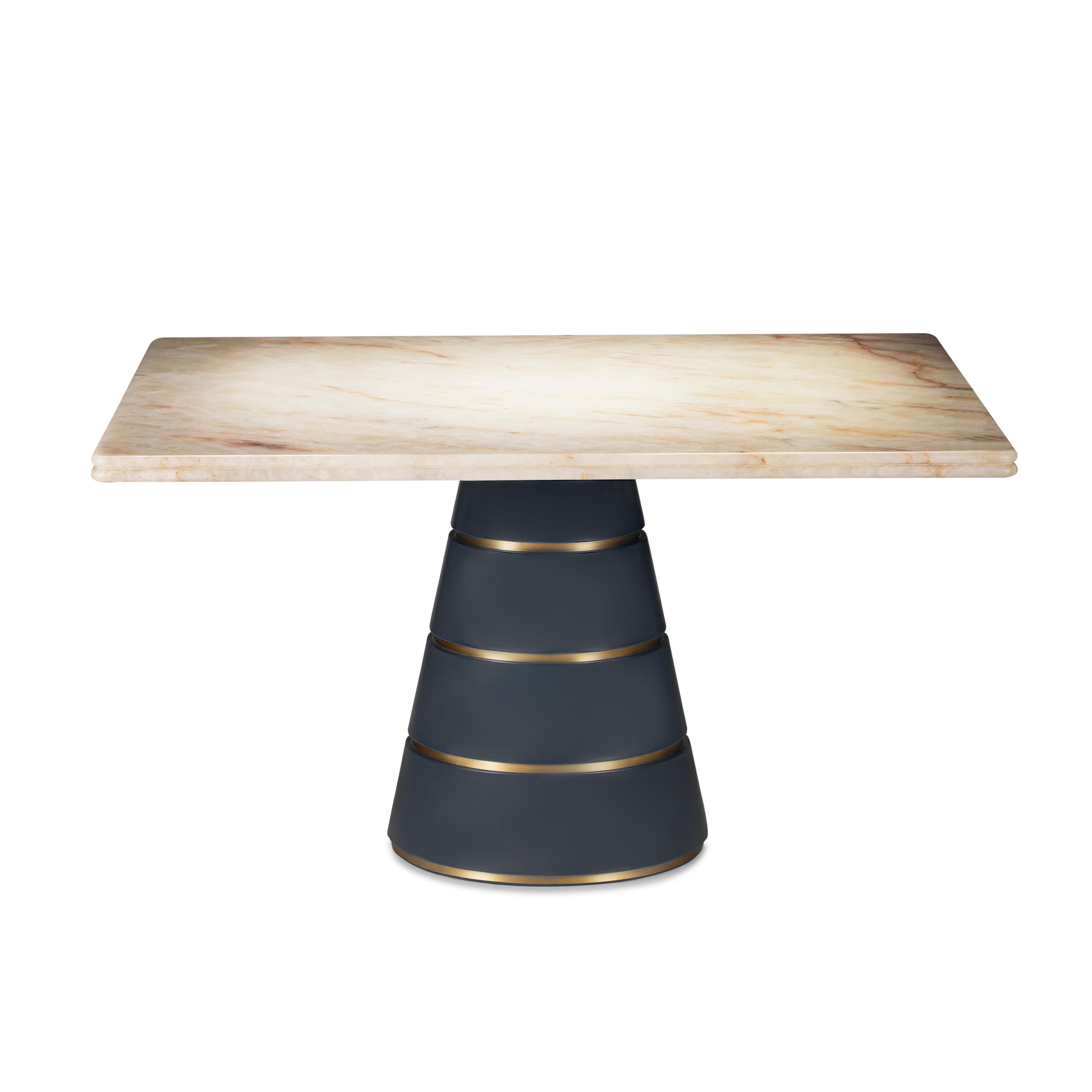 Inspired by the illuminated nighttime atmosphere that characterizes the foothills of the Vesuvio volcano, this striking, evocative dining table will make a distinctive and iconic statement piece in a contemporary interior. The cone-shaped base is