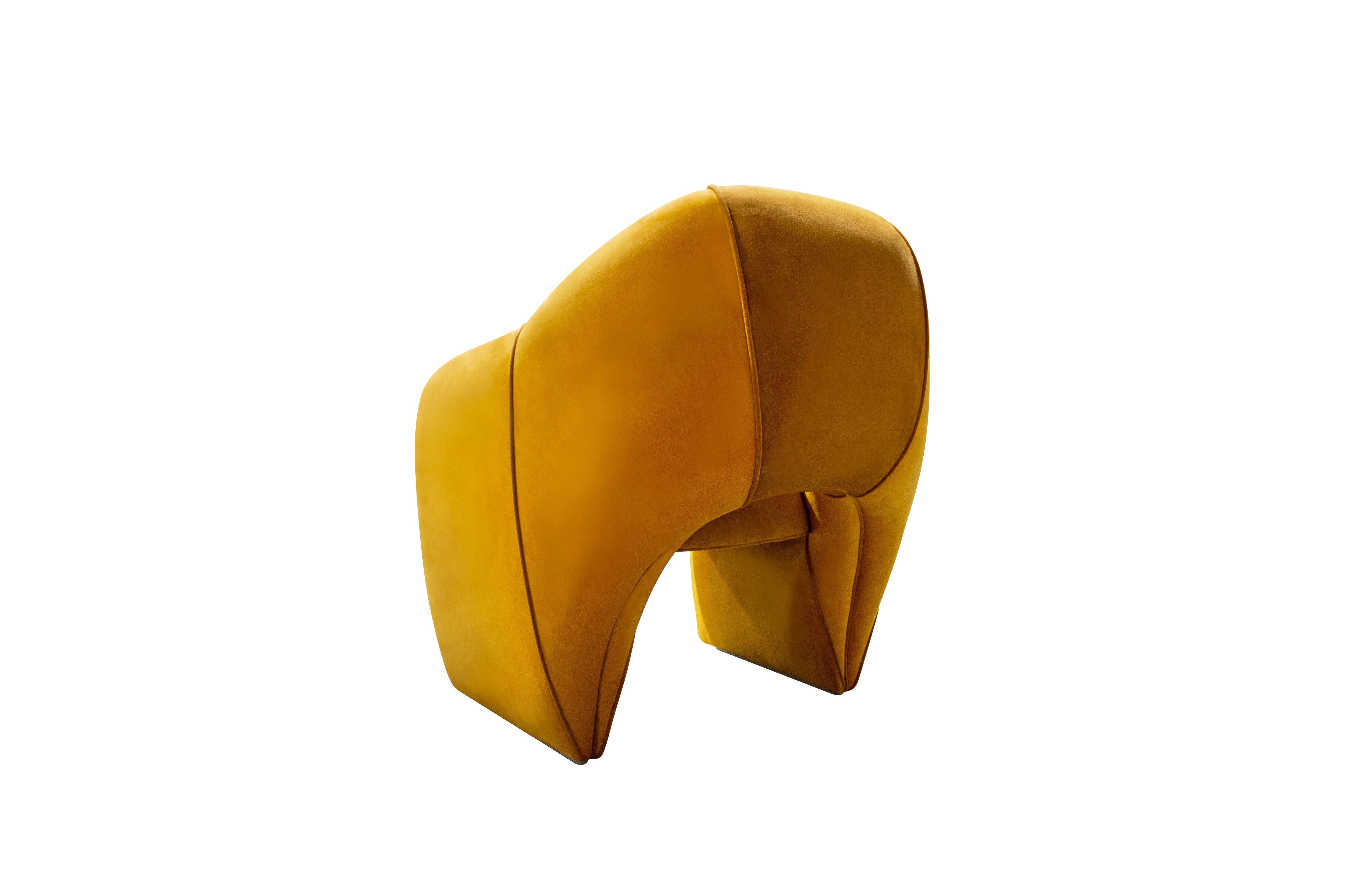 21st Century Viginti XX Dining Chair Cotton Velvet Wood Brass For Sale ...